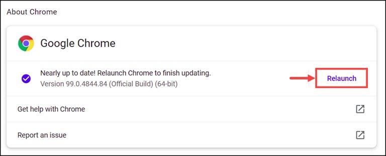 Relaunch Chrome Browser