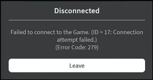 Roblox Error Code 279