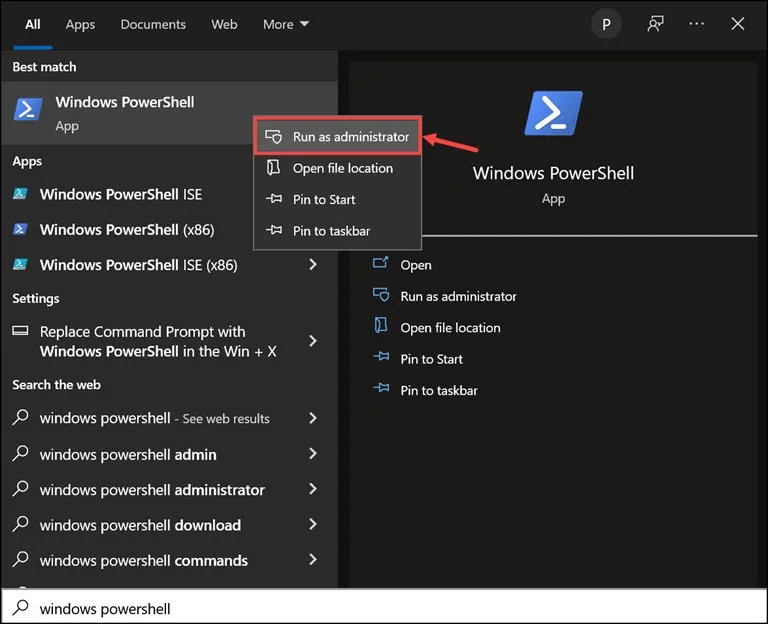Run PowerShell as Administrator