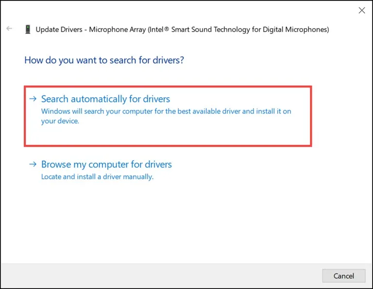 Search Automatically for Drivers