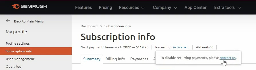 Semrush Subscription Information
