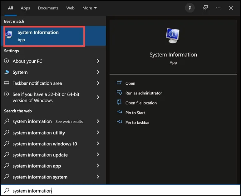Click on System Information Icon