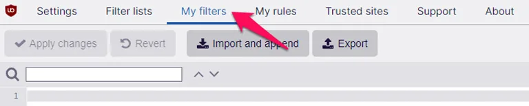 uBlock My Filters Tab