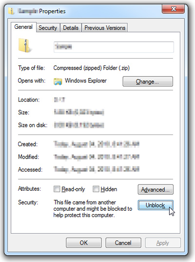 Unblock Windows File