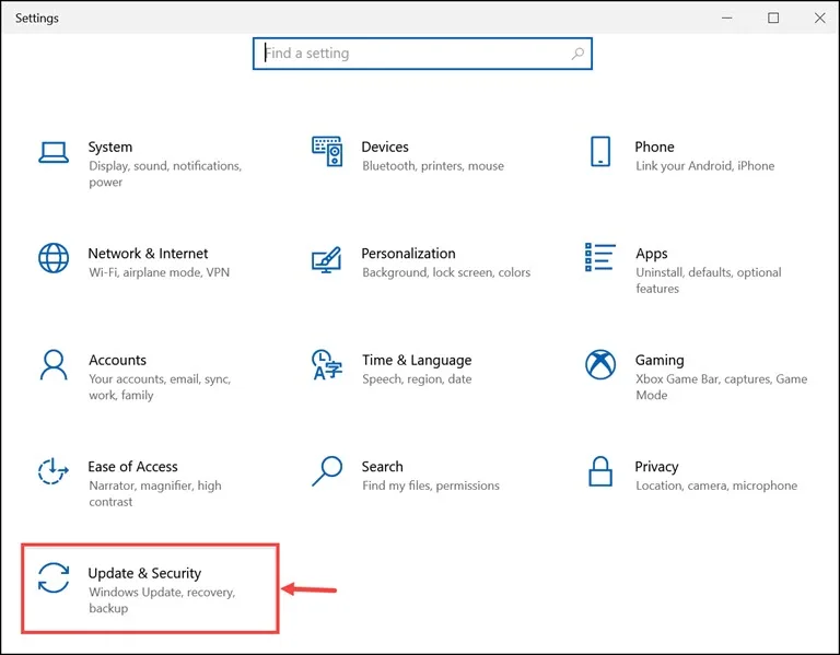 Update and Security Windows