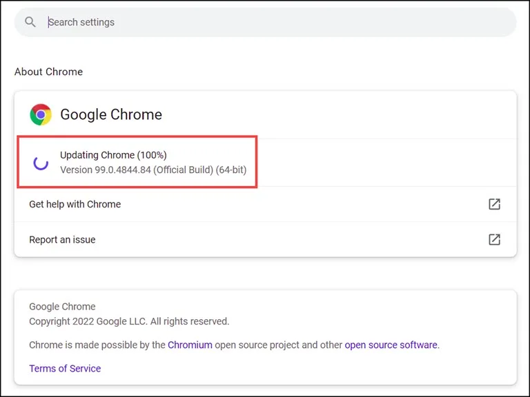 Chrome Updating