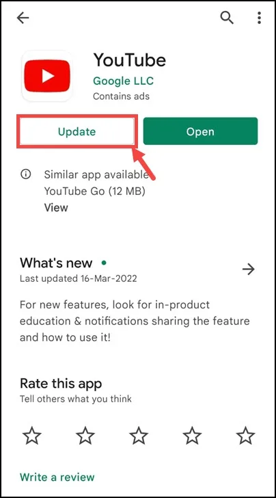 Update YouTube App