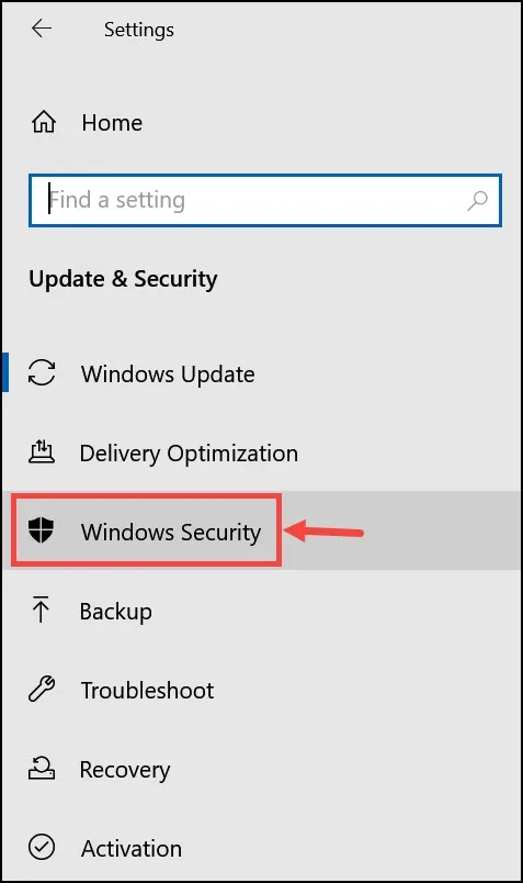 Windows Security Option