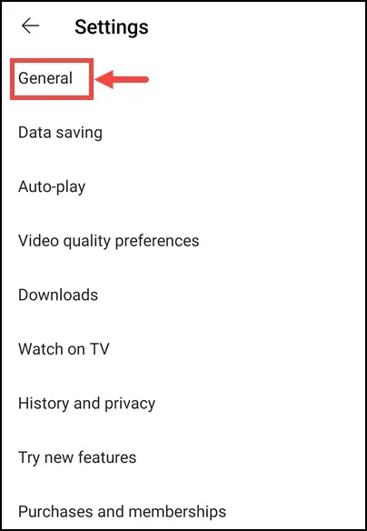 YouTube App General Settings