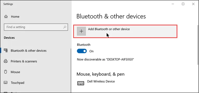 add bluetooth or other devices Add Bluetooth or other Devices