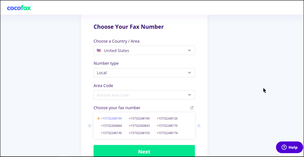 Choose Your Fax Number