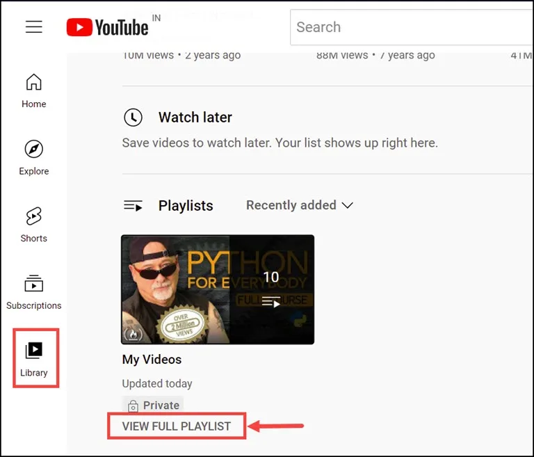 Click on View Full Playlist