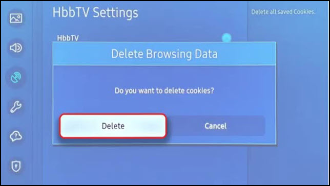 Confirm Delete Browsing Data