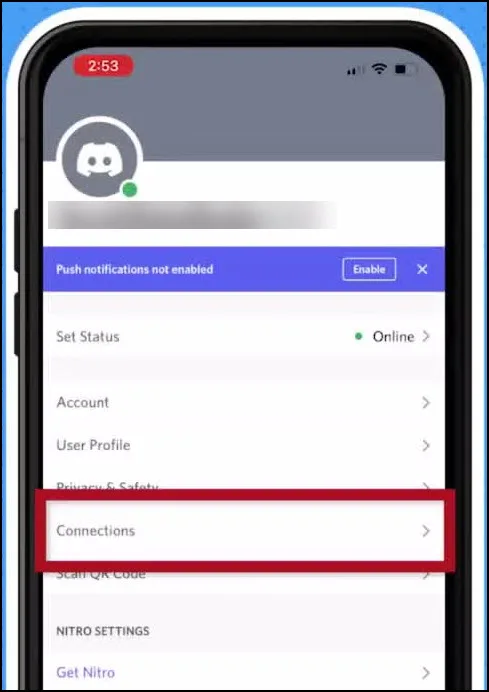 Connections Options in Discord App