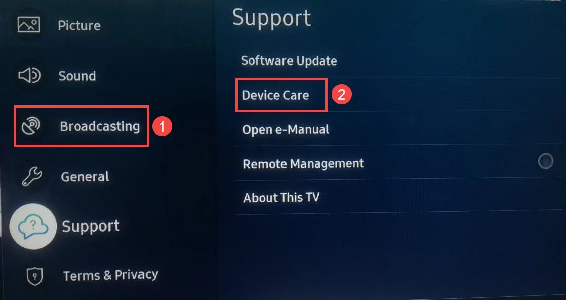 Device Care Samsung TV