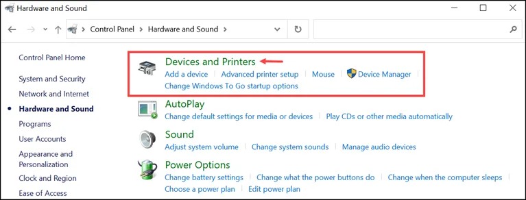 devices and printers Devices and Printers