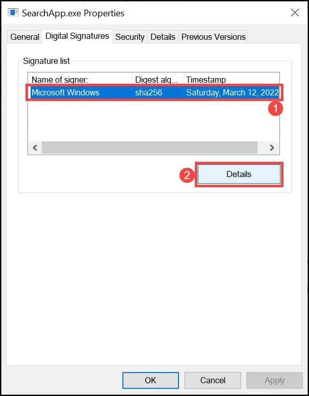 digital signature details Digital Signature Details