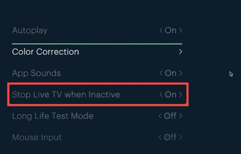 Stop Live Tv When Inactive