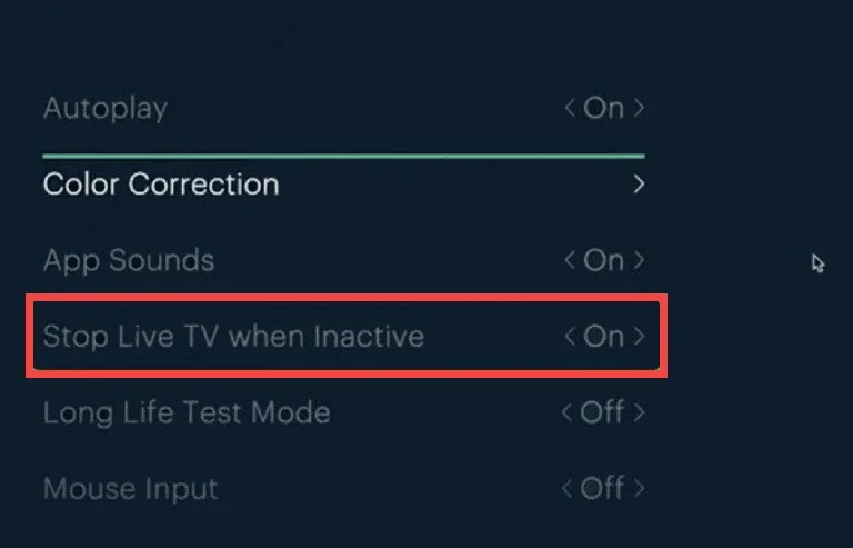 Stop Live TV when Inactive