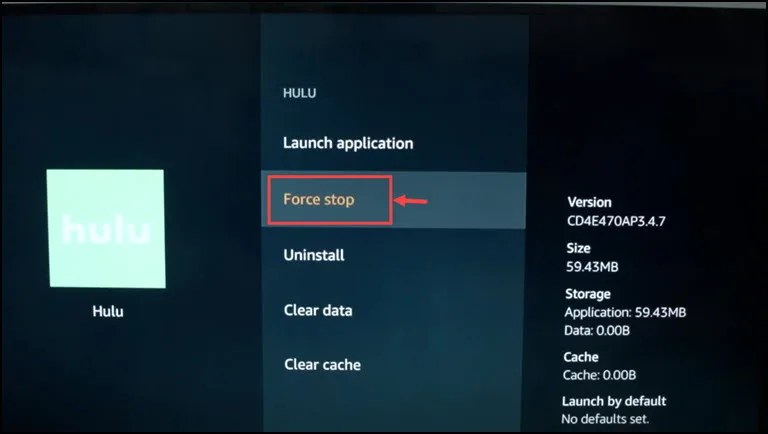 Force Stop Hulu on Firestick