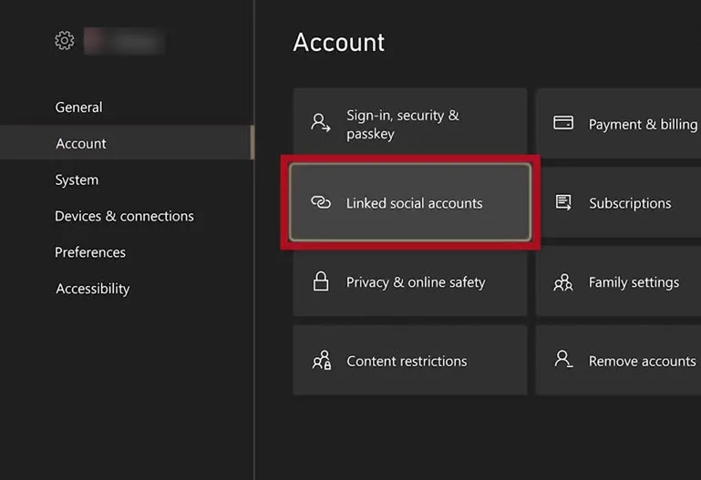 Linked Social Accounts Xbox