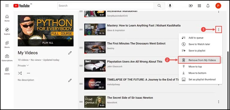 Remove Video from Playlist