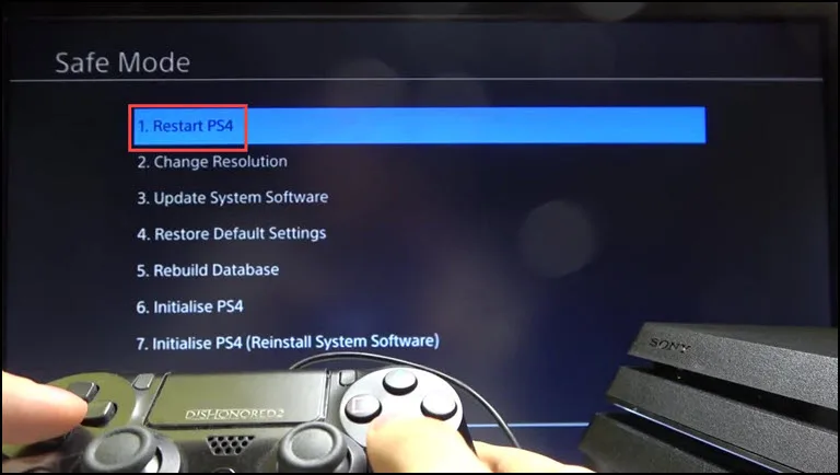 Restart PS4 in Safe Mode