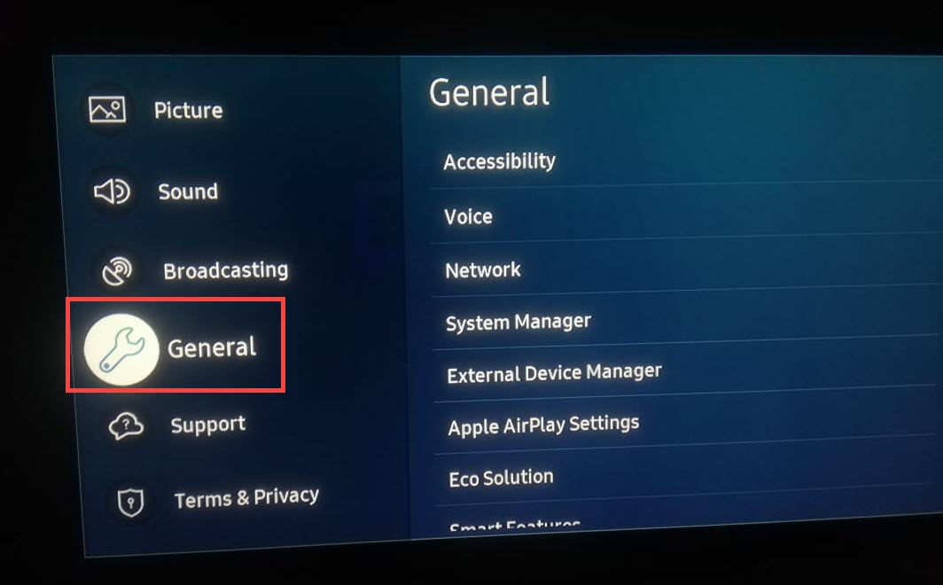 Samsung Tv General Settings