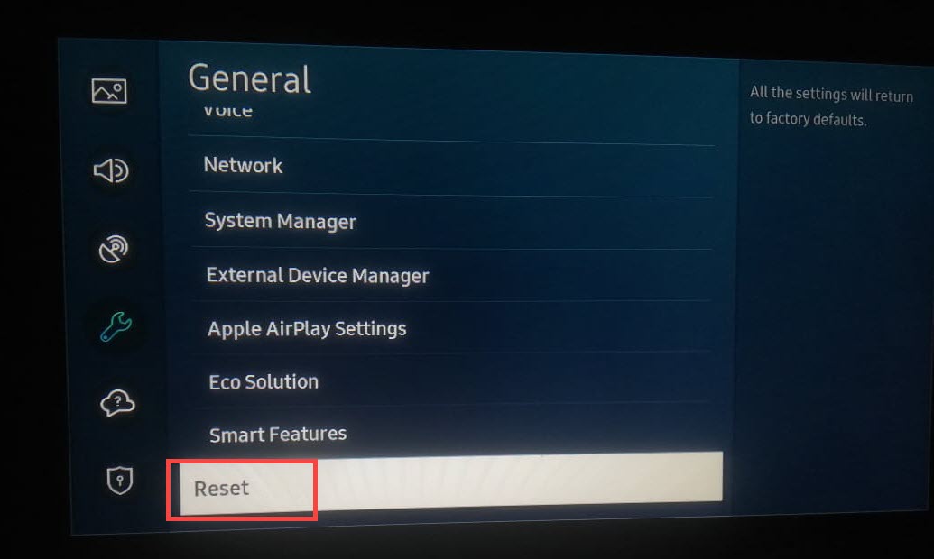 Samsung Tv Reset Option
