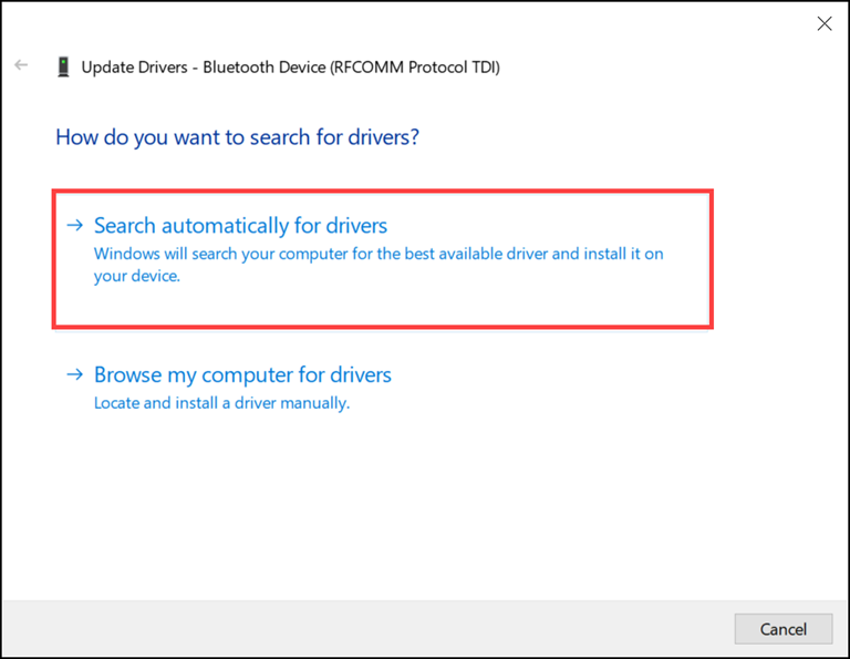 Search Automatically For Bluetooth Drivers