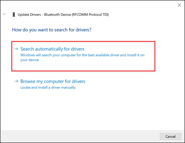 search automatically for bluetooth drivers Search Automatically for Bluetooth Drivers