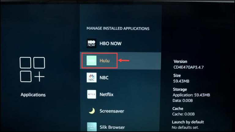 Select Hulu From The List