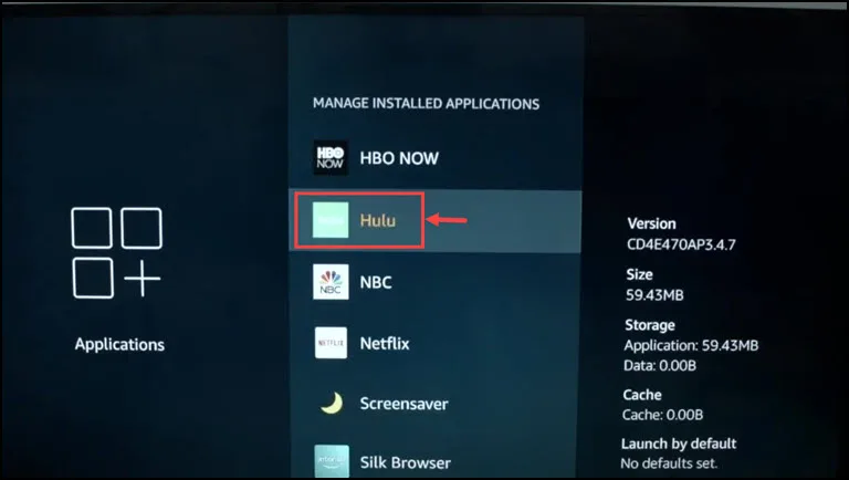 Select Hulu from the list