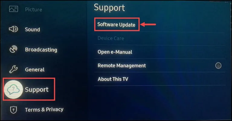 Support Option Smart TV