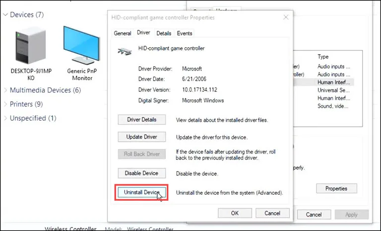 uninstall device Uninstall Device