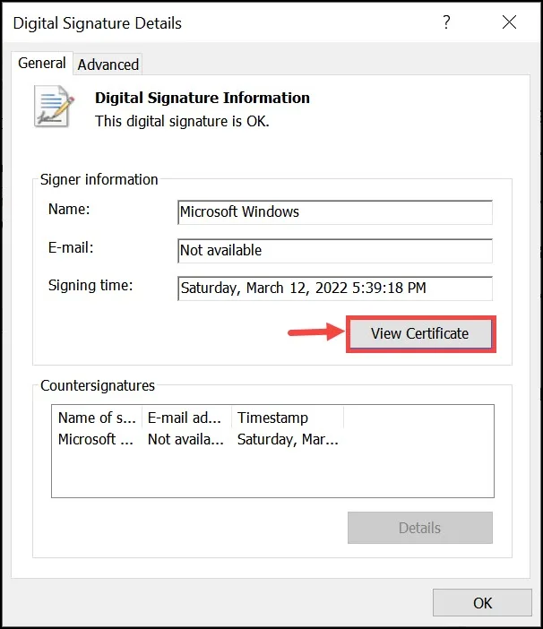 view digital signature certificate View Digital Signature Certificate