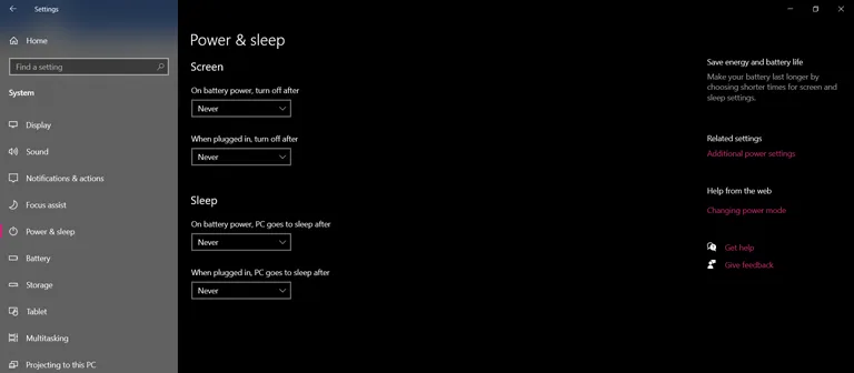 Changing Power And Sleep Settings