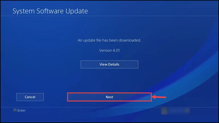 Choose Next to Update