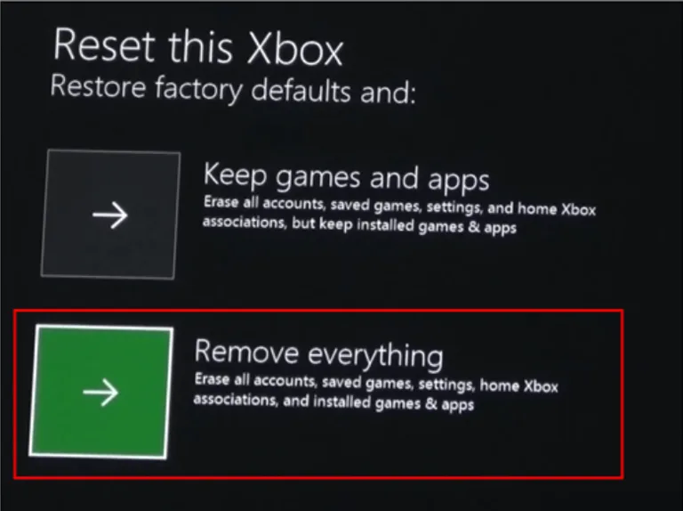 Choose Remove Everything Option Choose Remove Everything Option