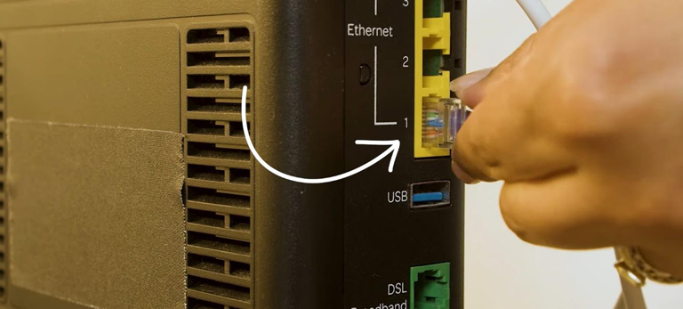 Plugging Ethernet Cable