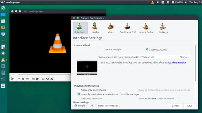 Linux VLC Interface Settings