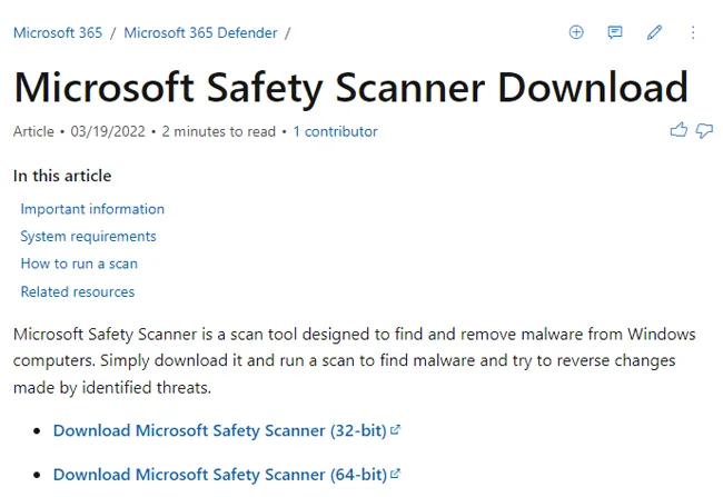 Microsoft Safety Scanner Microsoft Safety Scanner