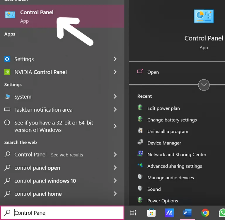 Open Control Panel