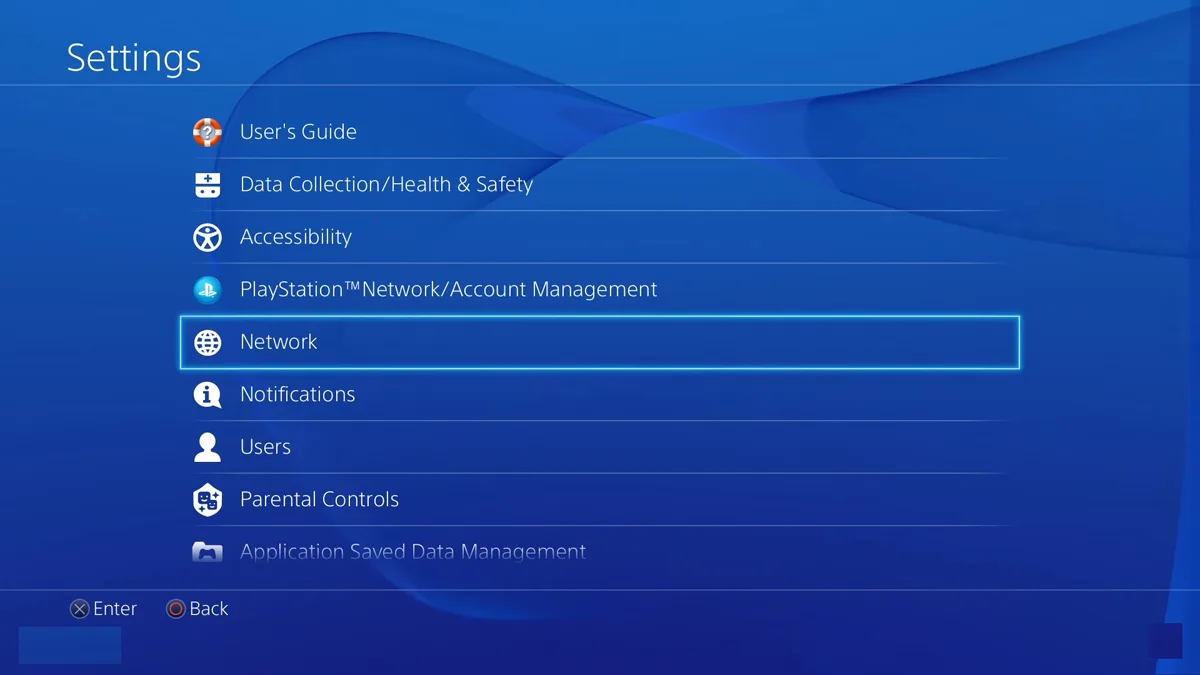 PS4 Network Option
