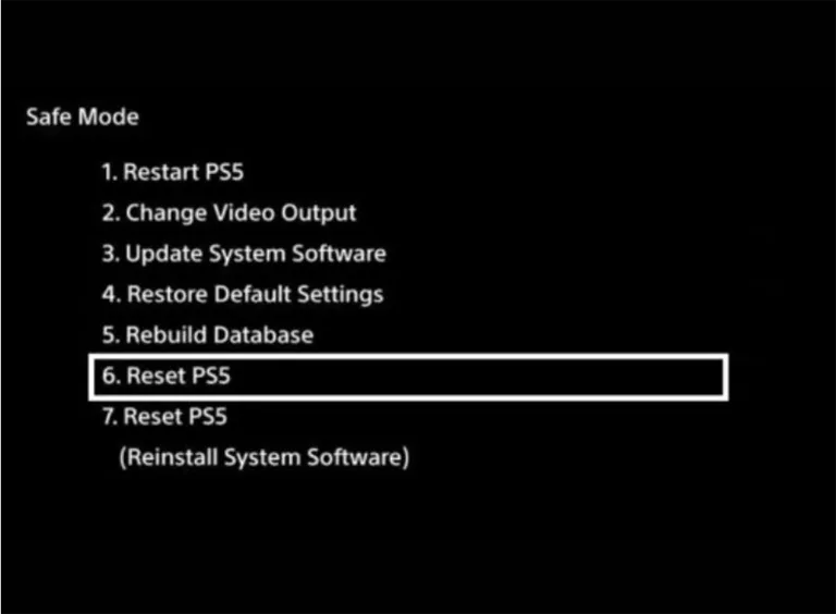 Reset PS5