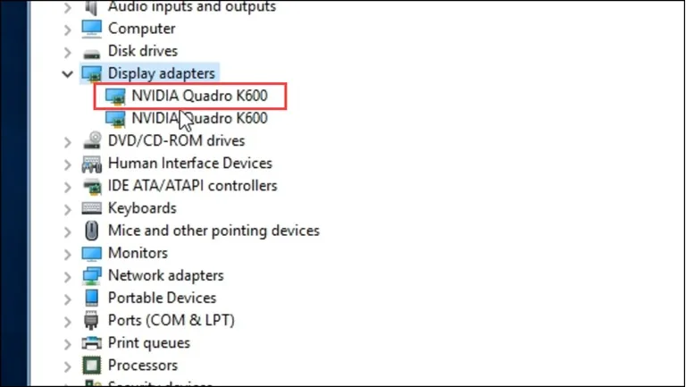 Right Click on NVIDIA Driver