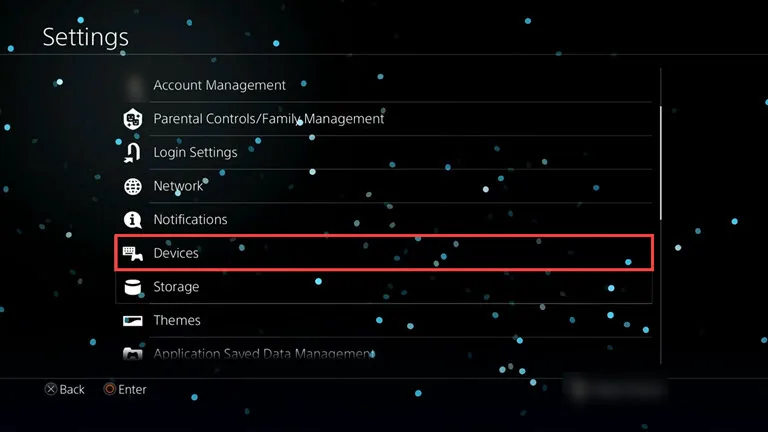 Select Devices option