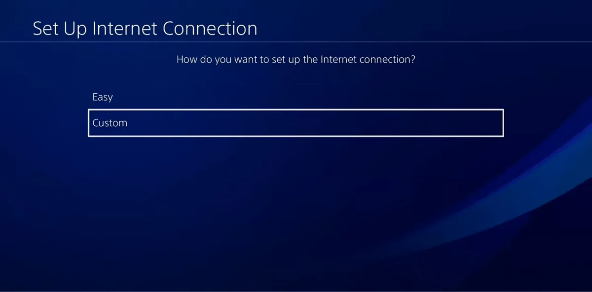 Setup Internet Custom Internet Connection