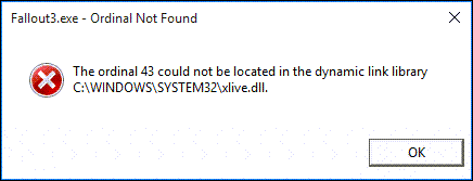 The Ordinal 43 Could Not Be Located Error Message