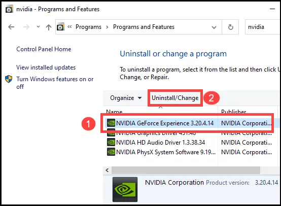 Uninstall GeForce Experience